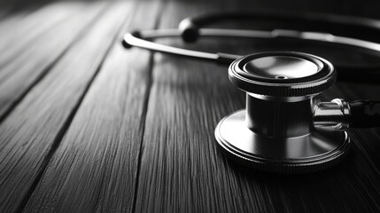 close up of a stethoscope resting on a table
