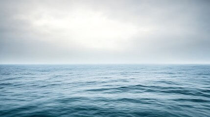 Calm Sea Horizon; Cloudy Day; Wide Shot