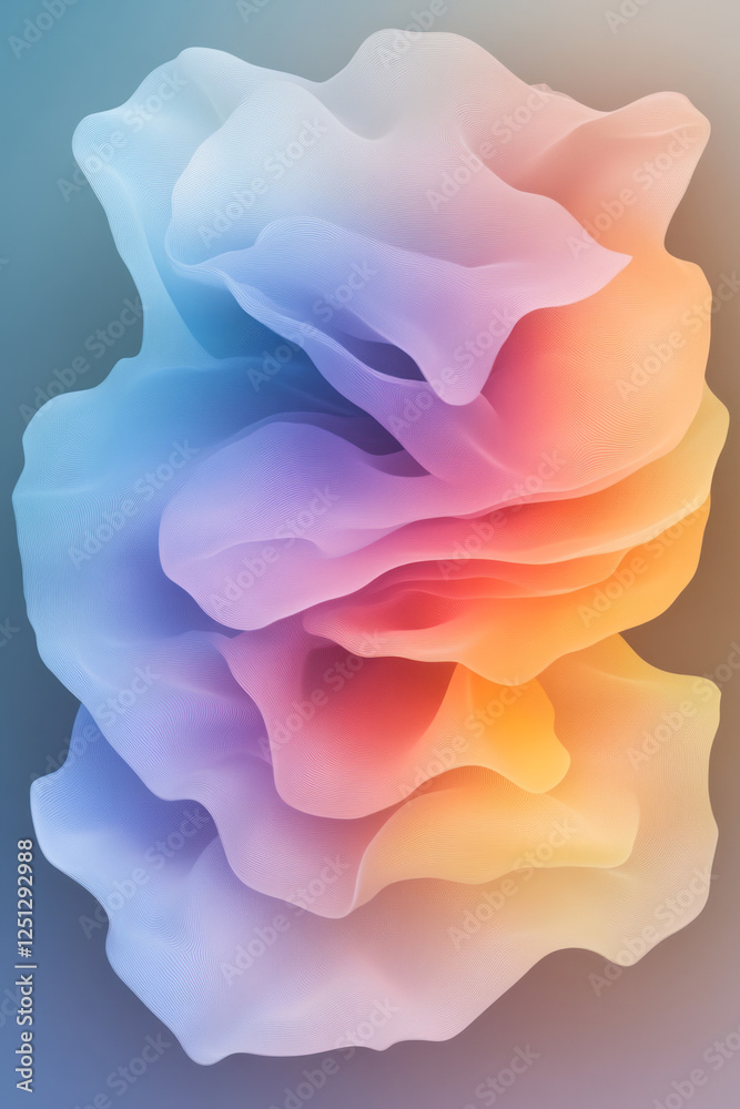 Aufkleber a layered, glowing structure where fluid blue, purple, and red light forms intersect in an