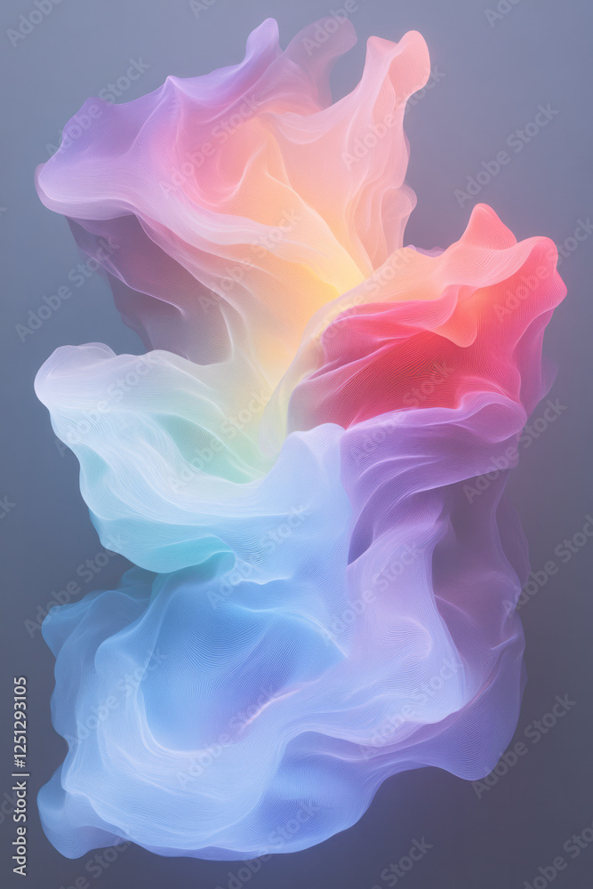 Aufkleber a layered, glowing structure where fluid blue, purple, and red light forms intersect in an