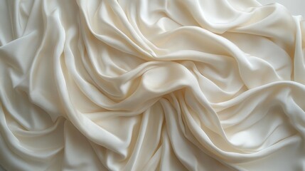 Obraz premium Cream silk fabric drapes, soft folds, studio shot, background texture, design