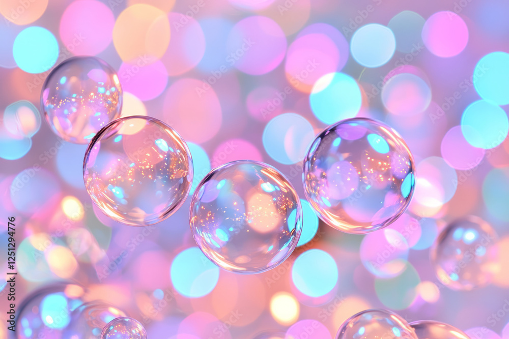 Leinwandbilder Close-up of twinkling champagne bubbles in graceful flutes, the warm bokeh behind them creating a