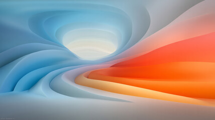 An otherworldly panorama of curved orange and blue layers, subtle highlights suggesting an