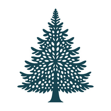 Pine Tree Snowflake Silhouette