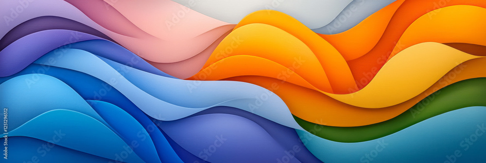 Aufkleber a bright abstract tapestry of interconnected shapes, coated in a smooth, glossy texture that
