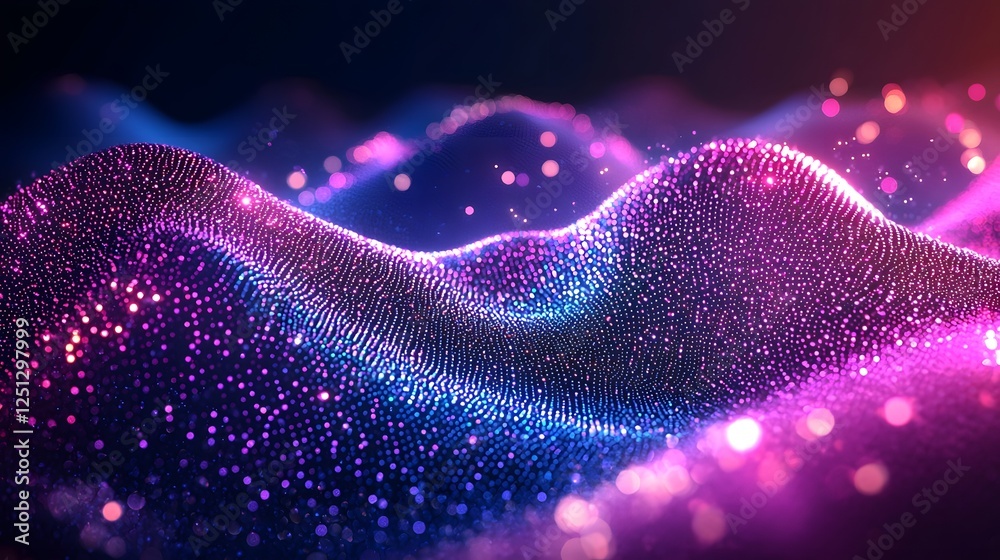 Poster luminous data cloud a captivating 3d rendering depicting a dynamic digital cloud of shimmering data 