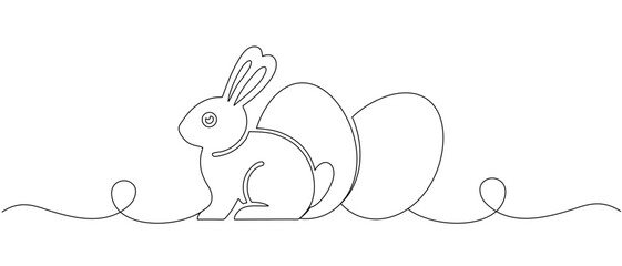 Egg and bunny line art for Easter