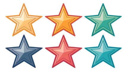 Obraz premium Creative star illustrations featuring six unique colors digital art design playful environment graphic style eye-catching visuals for various projects