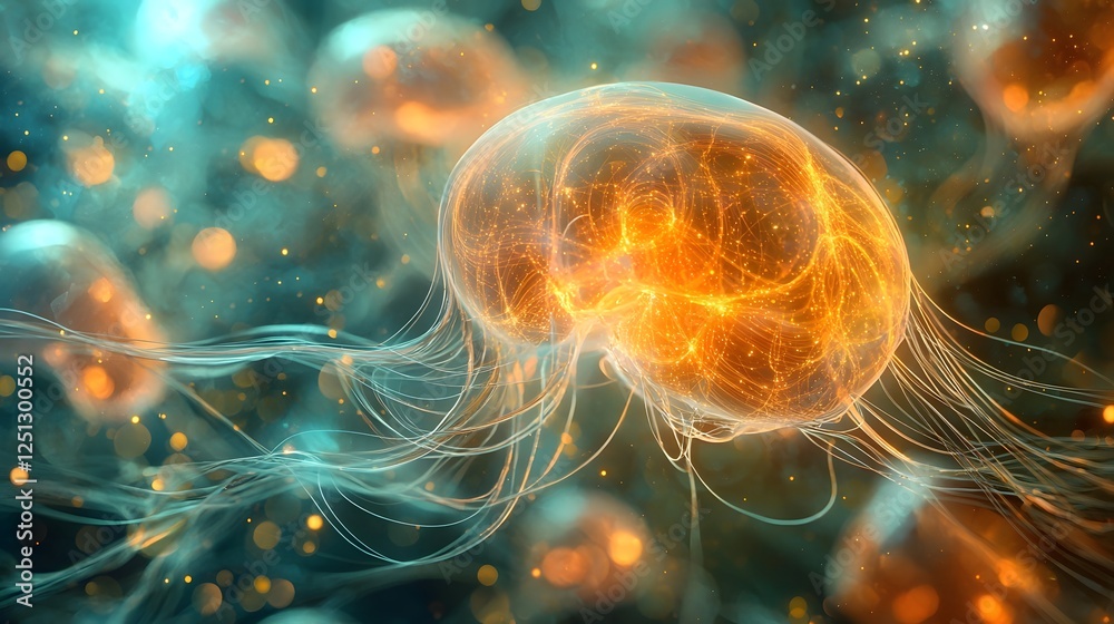 Poster and futuristic digital visualization of a glowing ethereal data cloud with swirling particles and lu