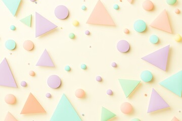 Pastel shapes background design, abstract shapes, flat lay