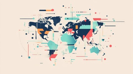 Colorful World Map Illustration for Modern Design