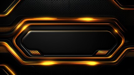 Futuristic abstract background with glowing orange lines and black metallic texture