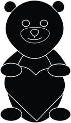 the illustration of teddy bear holding love shape
