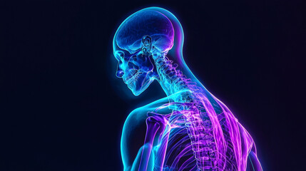 Purple highlighted skeleton anatomy illustration on a white background for educational purposes