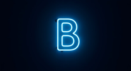 Glowing Neon Blue Letter B on Dark Background: Bright, Bold, and Stylish Alphabet