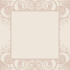 Frame of Scandinavian ethnic pattern of light beige floral elements on a beige background