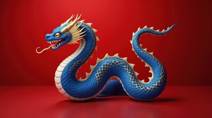 Fototapeta premium Royal Blue Snake with Intricate Golden Patterns