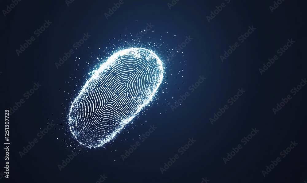 Aufkleber a digital fingerprint scanner overlaying a glowing background in a modern design.