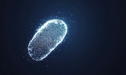 A digital fingerprint scanner overlaying a glowing background in a modern design.