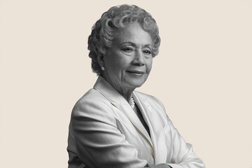 Confident Senior Businesswoman White Blazer - Leadership & Empowerment