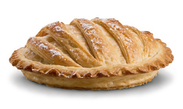 Freshly baked apple pie with lattice crust isolated on transparent background cutout