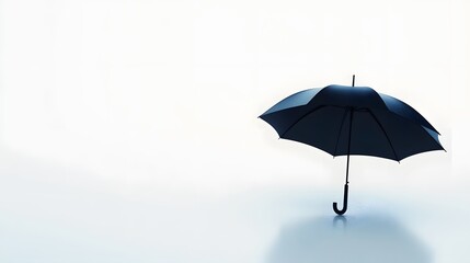 Obraz premium A sleek black umbrella, clean white background, transparent isolate