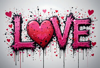 Graffiti Art of the Word LOVE with Heart and Splatter Effects