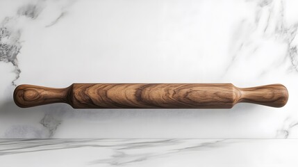 A classic wooden rolling pin, clean white background, transparent isolate