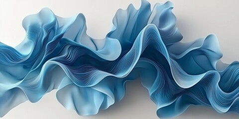 Obraz premium Abstract Background, Flowing Light Blue Fabric Forming Graceful Waves Against a White Backdrop