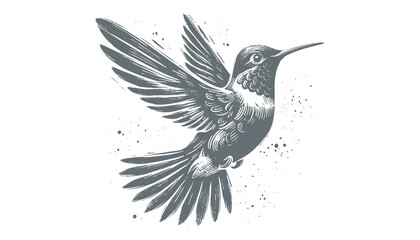 Obraz premium hummingbird vector | bird vector | hummingbird illustration | hummingbird silhouette | hummingbird tattoo | hummingbird engraving | hummingbird drawing