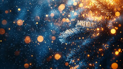 Festive Winter Wonderland Sparkling Lights Holiday Celebration Enchanting Scene Evening Magical Atmosphere