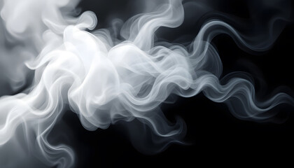 Fototapeta premium Abstract Swirling Smoke Pattern on Black Background Artistic Vapor Image