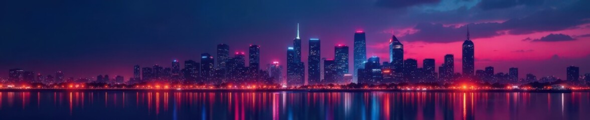 Fototapeta premium Abstract city lights, modern building silhouette, bokeh, illumination