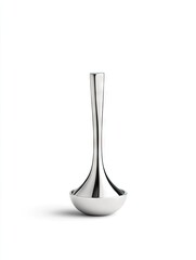 Modern stainless steel candle holder, minimalist design, white background, home decor