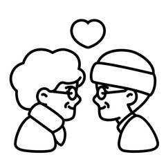Cute elderly couple cartoon illustration