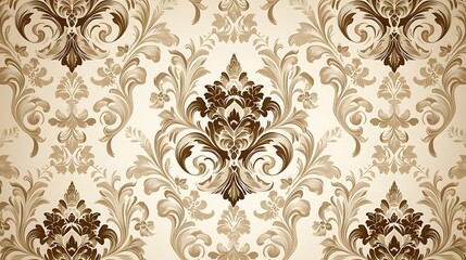 Fototapeta premium Beige damask pattern background with a vintage
