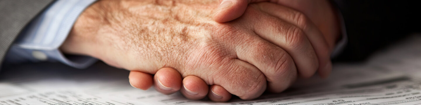 Clasped Hands on Document