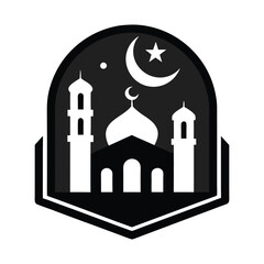 Obraz premium Simple black and white silhouette of a mosque