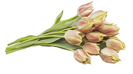 Fototapeta premium A bouquet of tulips, clean white background, transparent isolate
