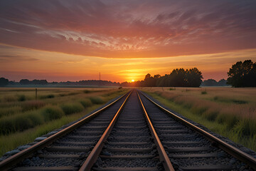 railway in the sunset