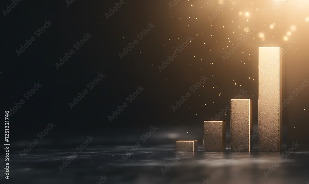 Poster 3D-rendered bar graph symbolizing business growth and success in a visually appealing format.