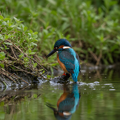 Female Kingfisher emerging from the water after an unsuccessful dive to grab a fish. Taking photos of these beautiful birds is addictive now I need to go back again