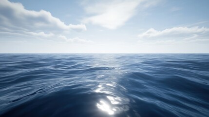 Obraz premium Calm Ocean Surface Under a Cloudy Sky