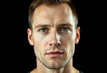 Fototapeta premium Male portrait on black background