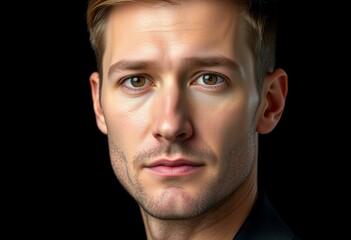 Fototapeta premium Photorealistic male portrait on black background