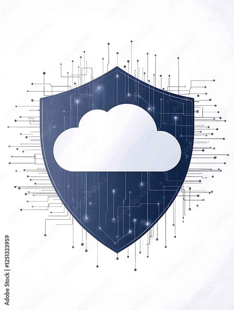 Aufkleber a cloud-themed floating shield icon design perfect for modern digital projects.