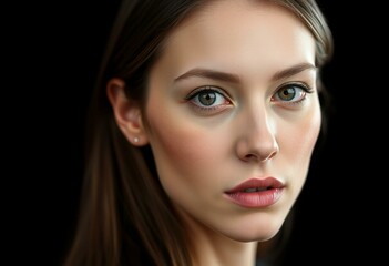 Obraz premium Photorealistic female portrait isolated on black background