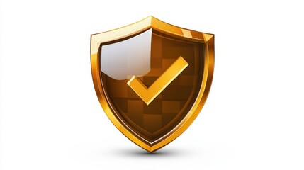 Illustration of shield with a checkmark on white background.Symbolizing protection, security, and verification