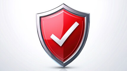 Illustration of shield with a checkmark on white background.Symbolizing protection, security, and verification