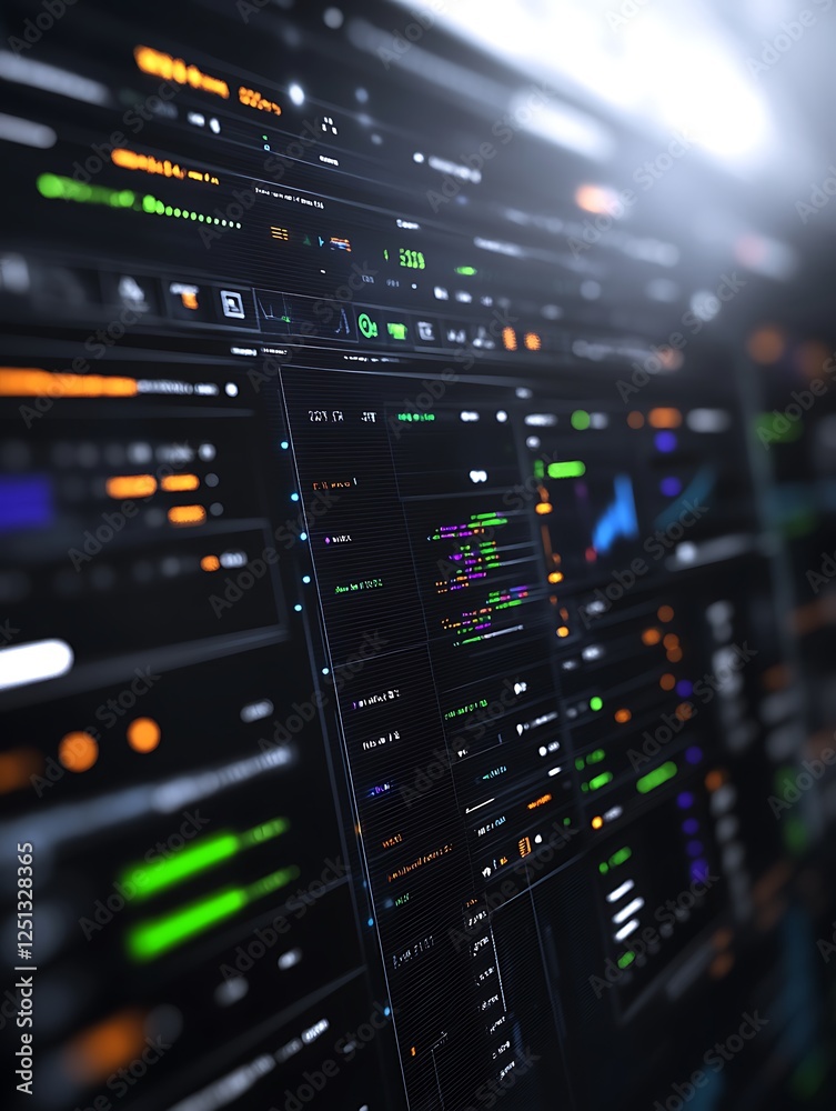 Fototapete A futuristic AI business dashboard showcasing dynamic data visualization and advanced technology.